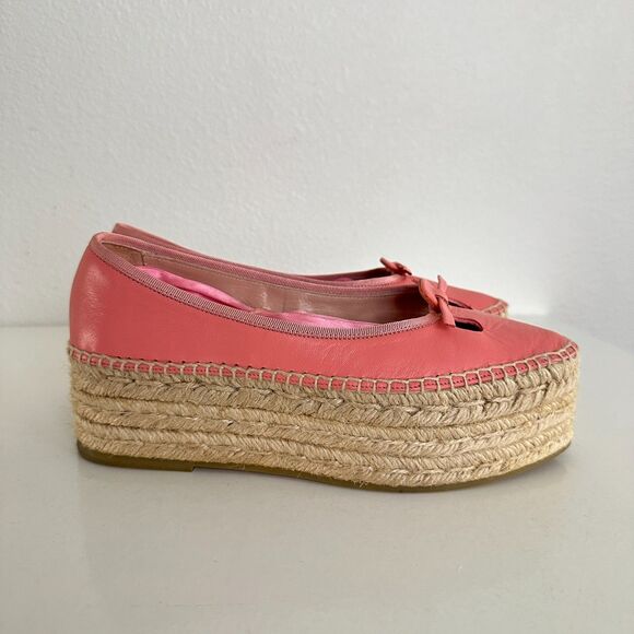 Marc Jacobs The Mouse Espadrille Point Toe Pink Platform Ankle Straps EU 35 US 5 - Picture 11 of 13
